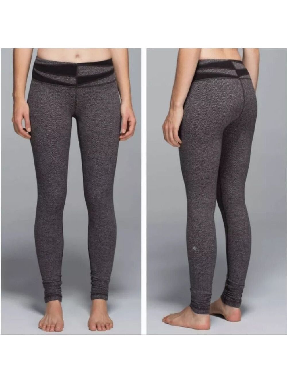 HP. Lululemon Wunder Under Pant Giant Herringbone Black/Brown.Heathered